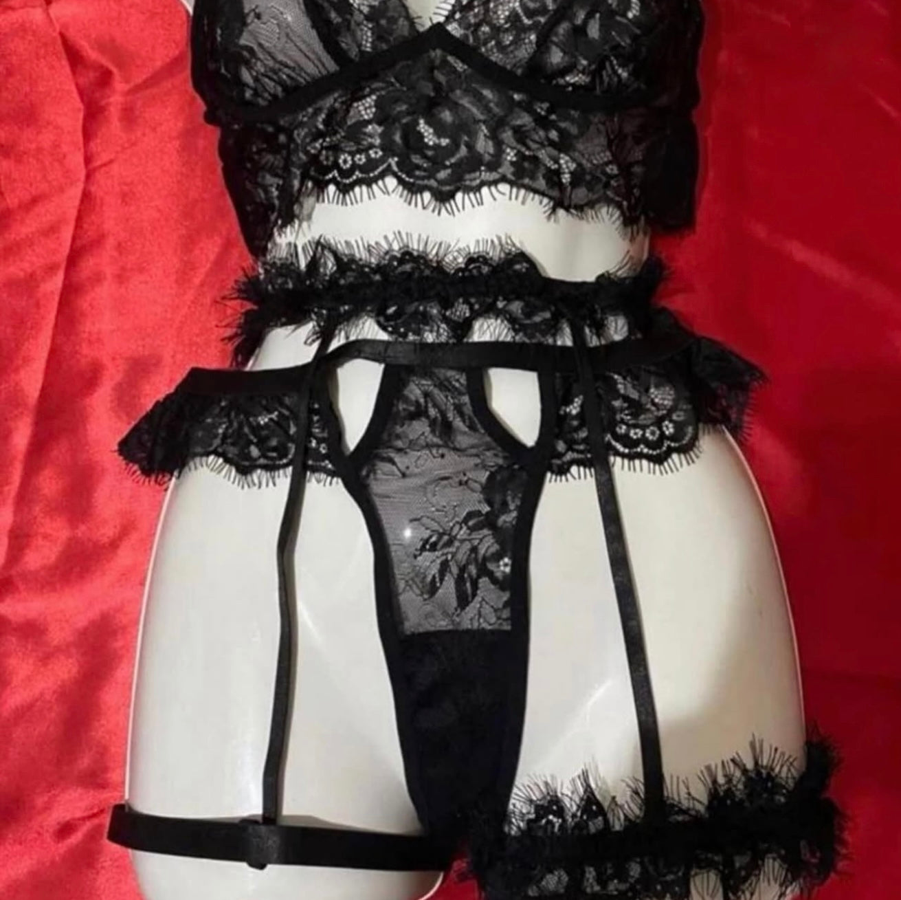 3-Pc Black Lingerie Set