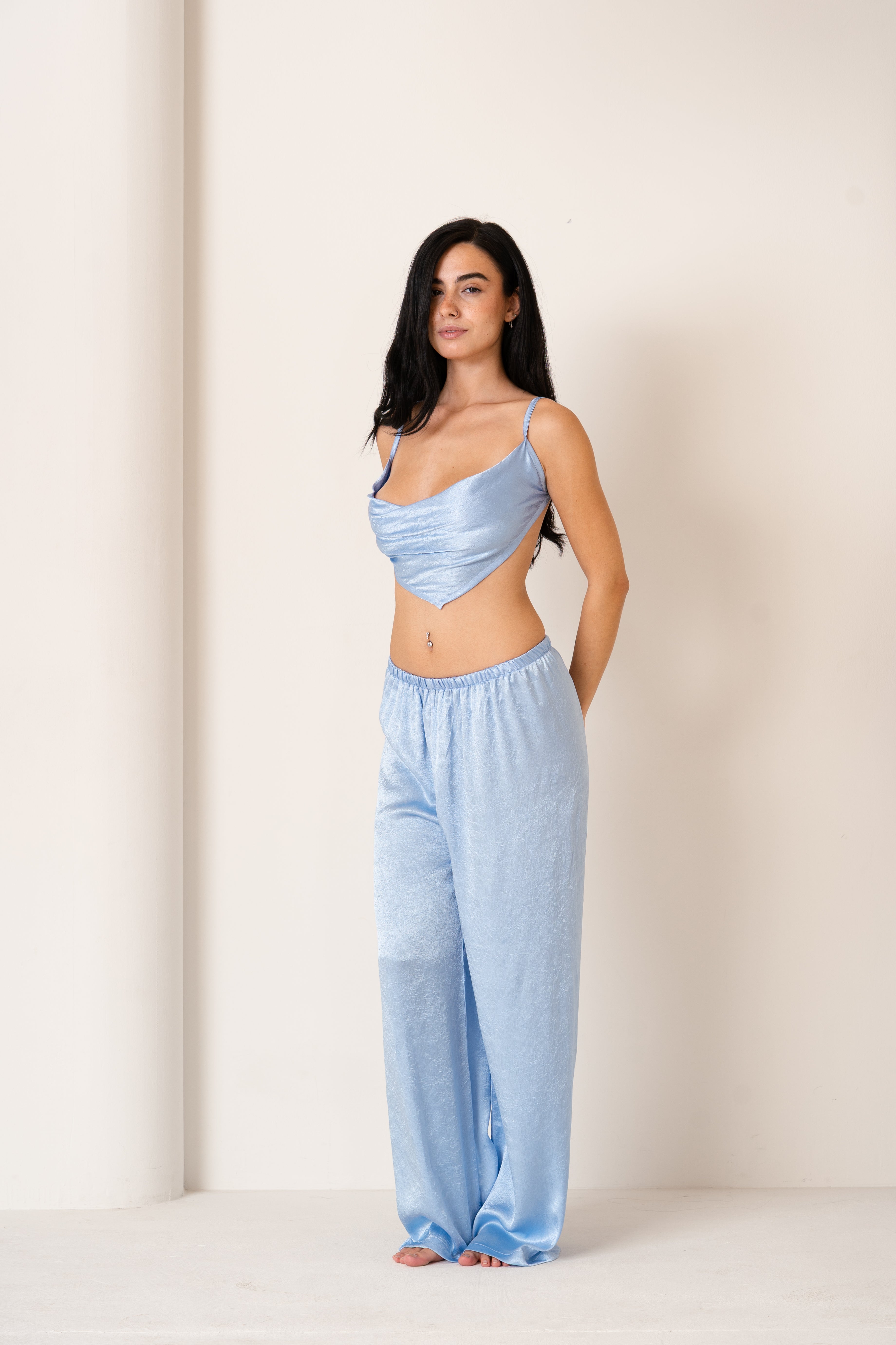 Blue Haze | V Shaped Top And Pants Set