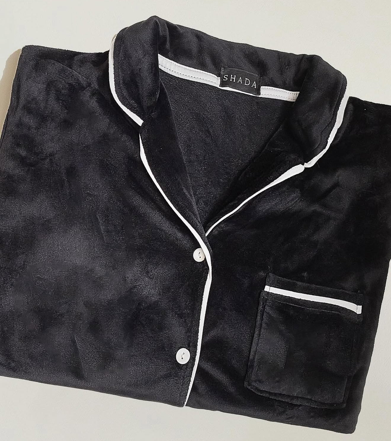 Black Velvet Buttoned PJ Set