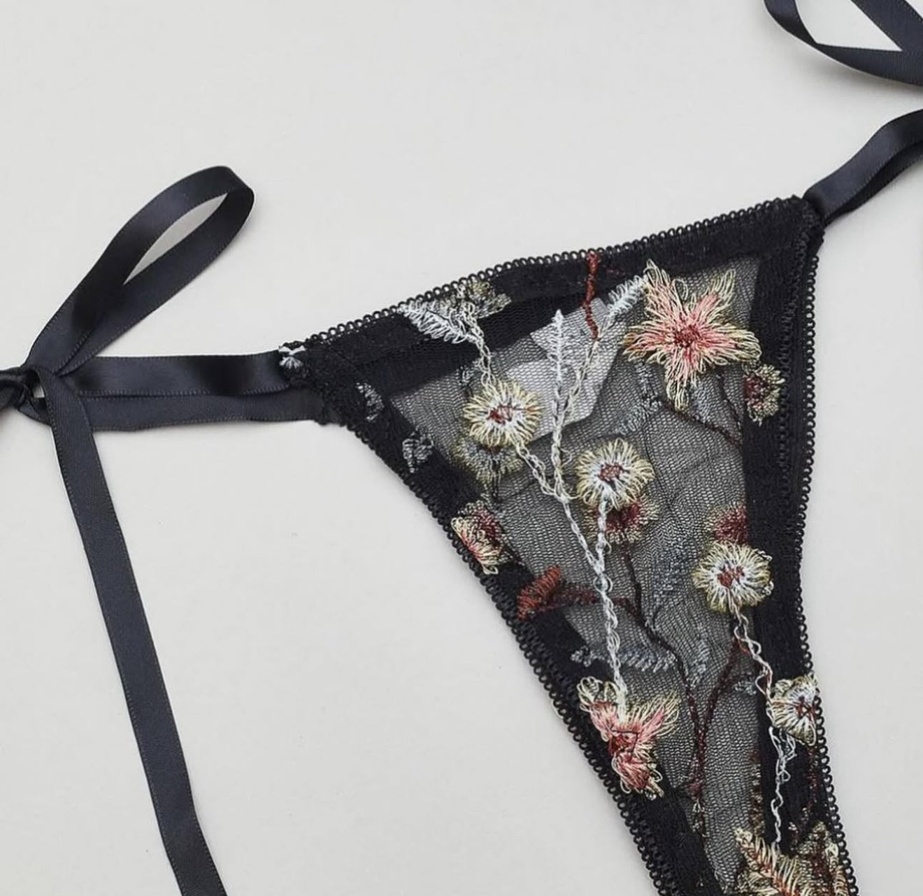 Black Floral Lingerie Set