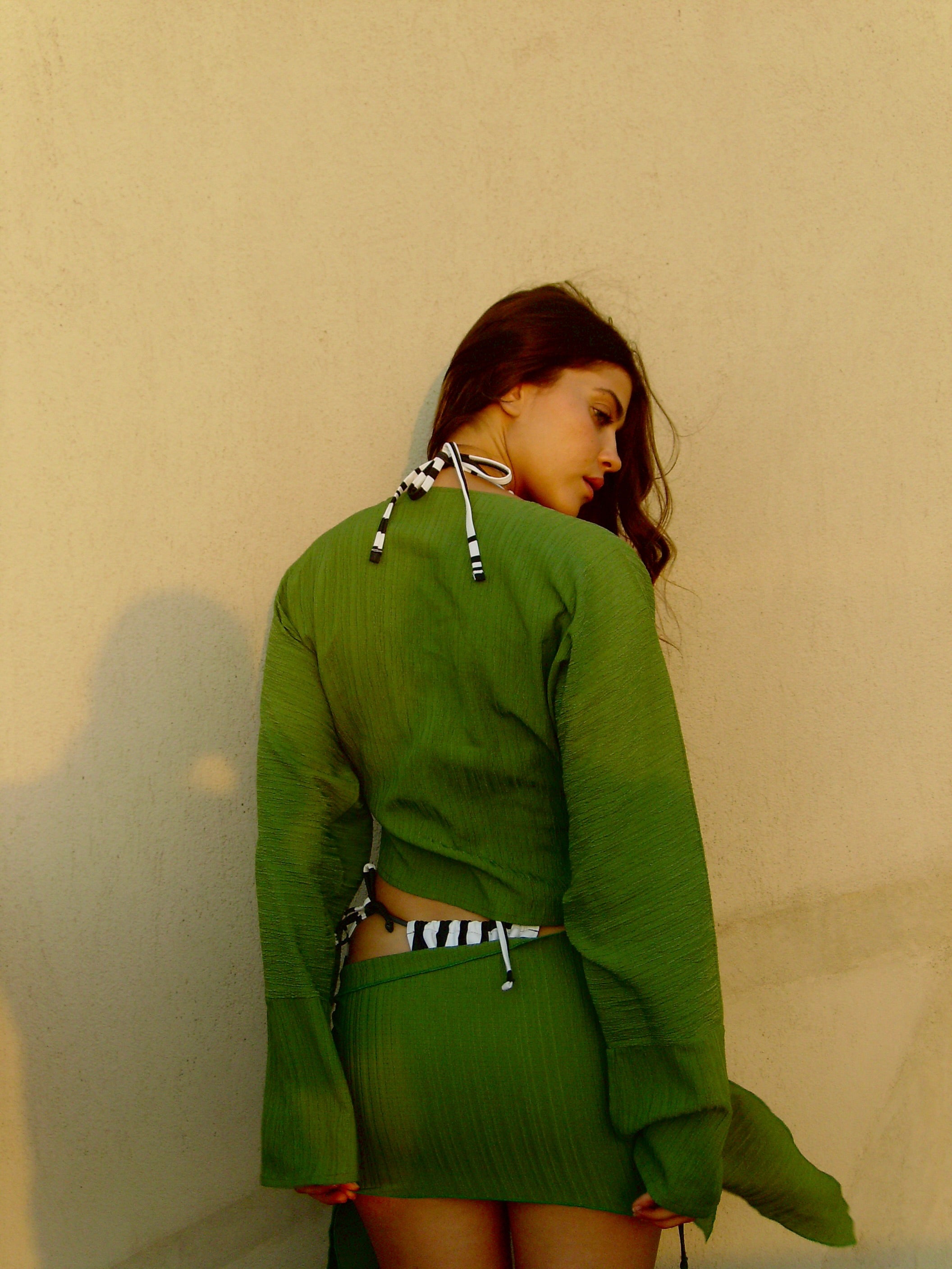 The Island Green Plissé Tie-Front Set