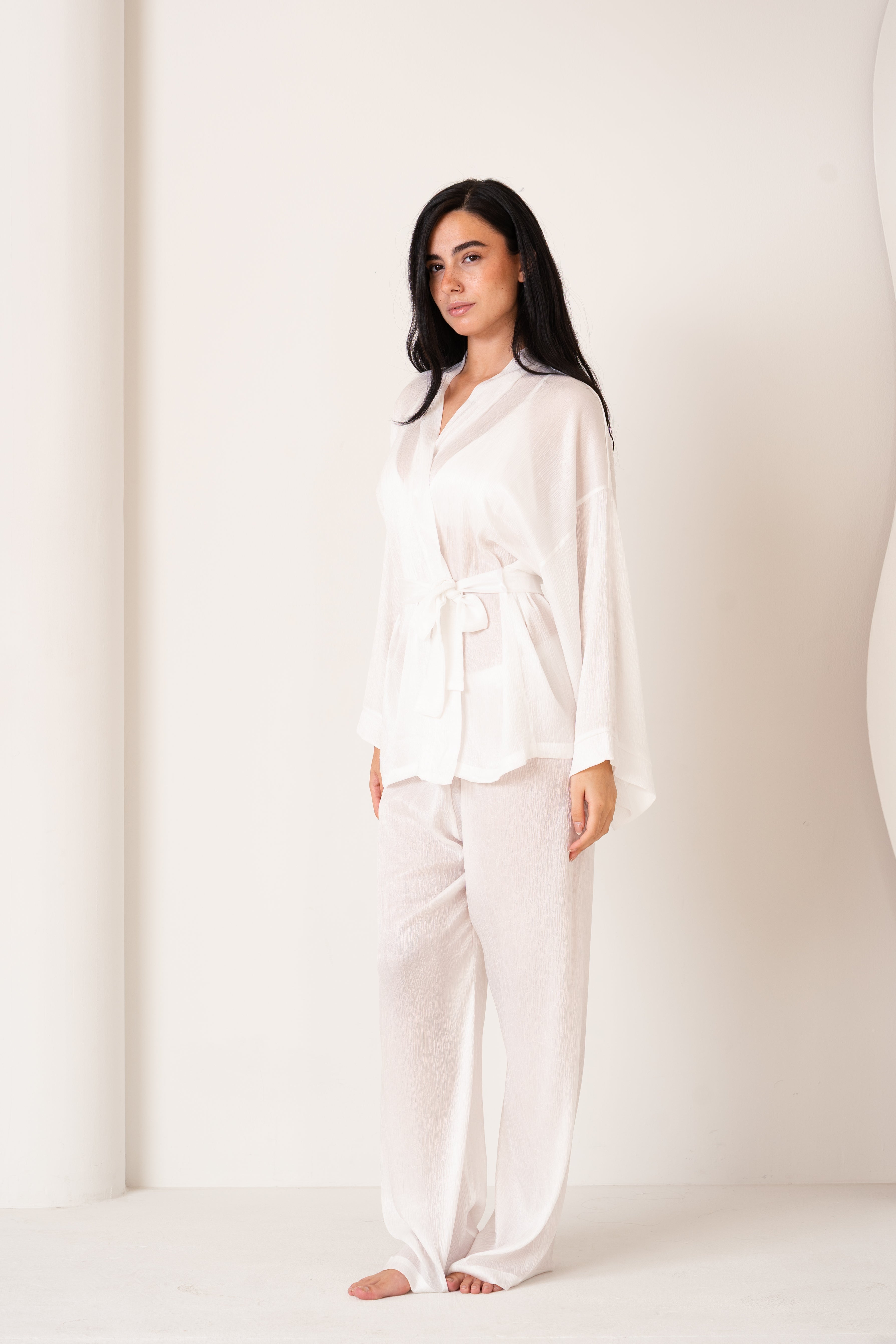 White Amour | Robe And Pants Set