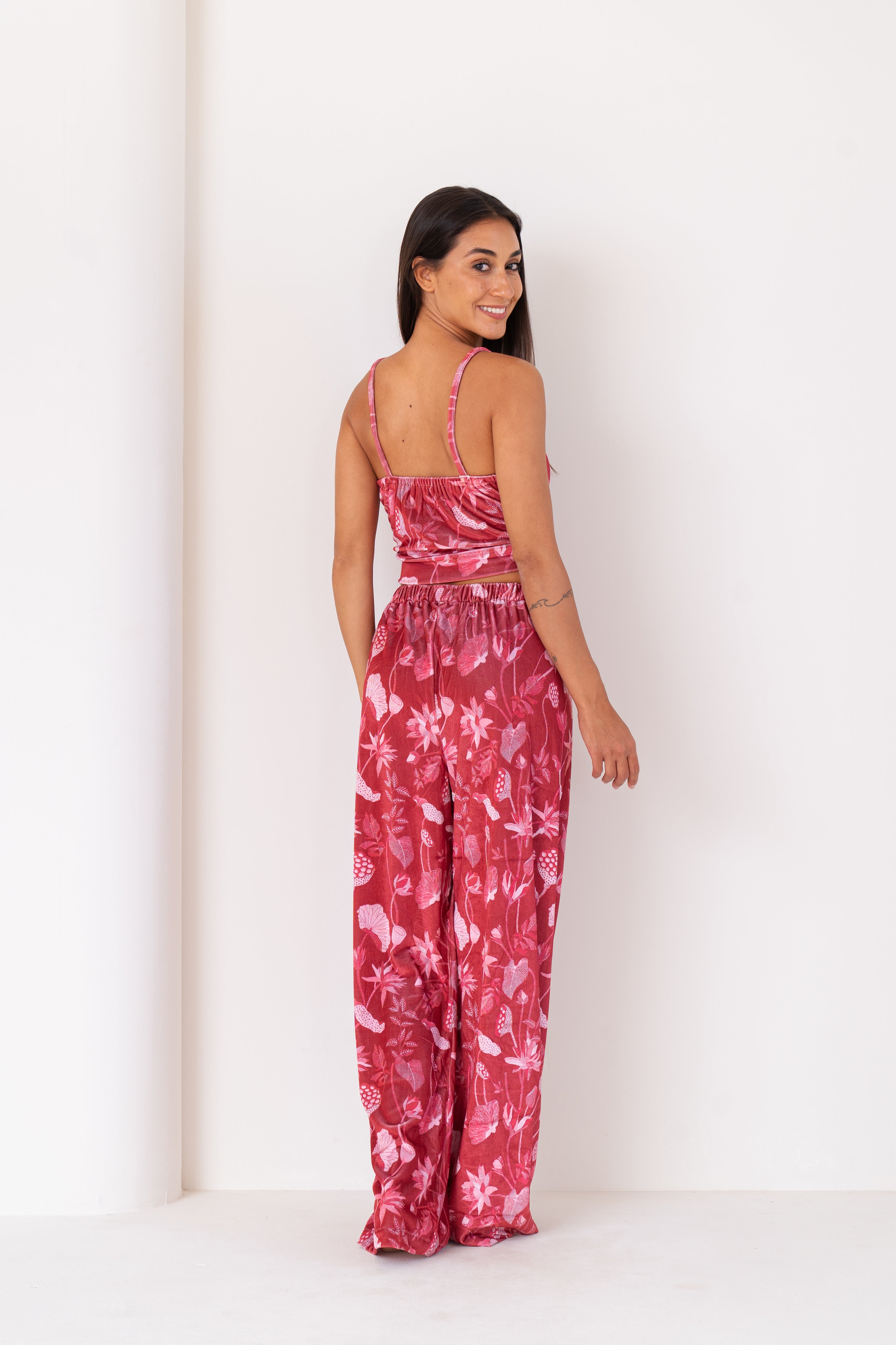 Rosy Velvet | Wrap Top And Pants Set