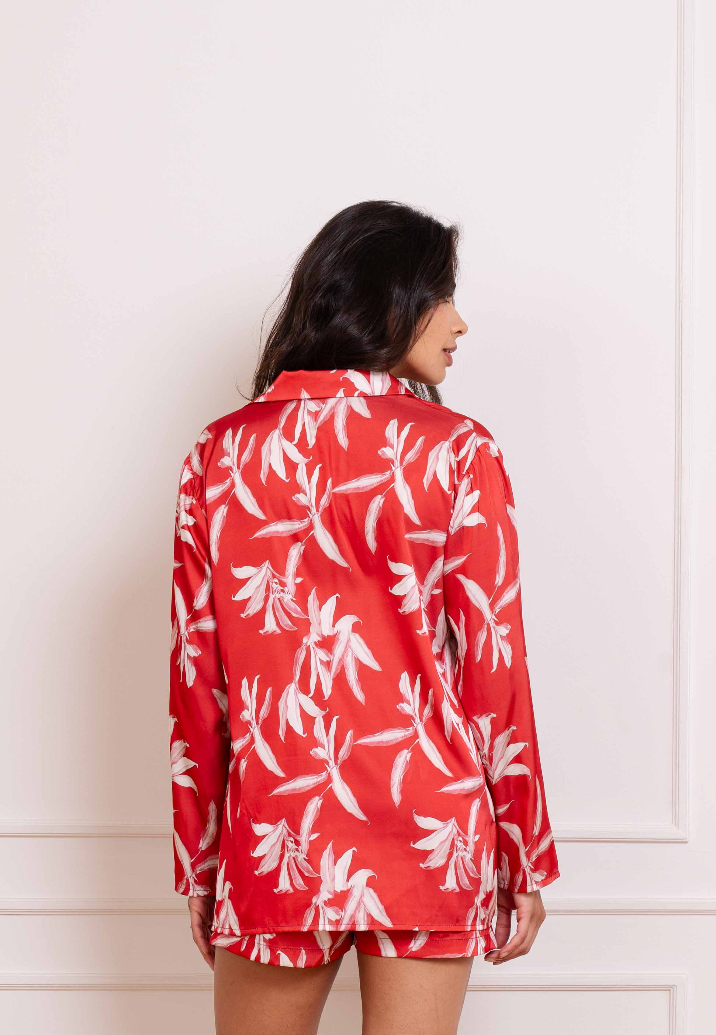 Crimson Bloom | Half Crop Shirt Only