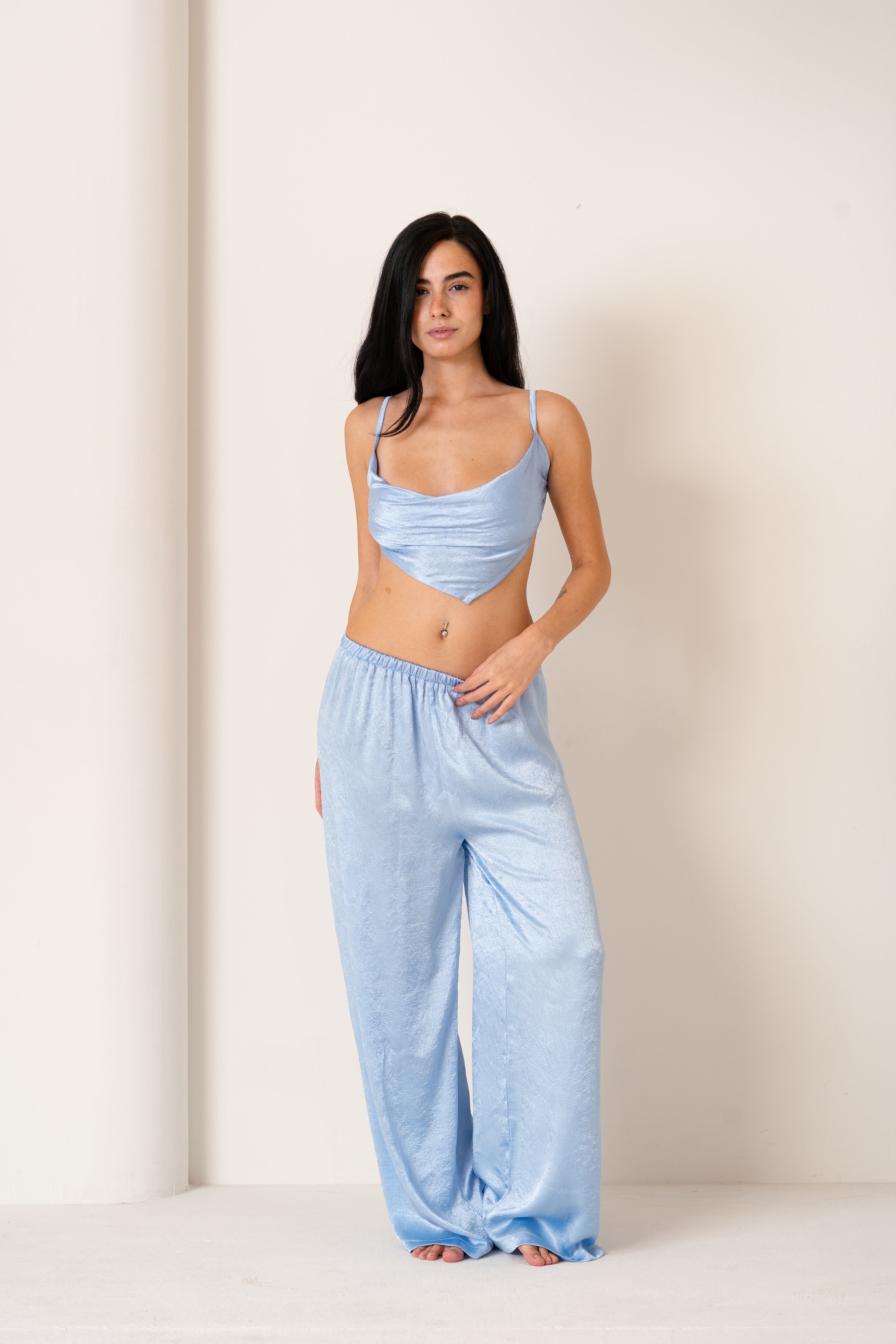 Blue Haze | V Shaped Top And Pants Set