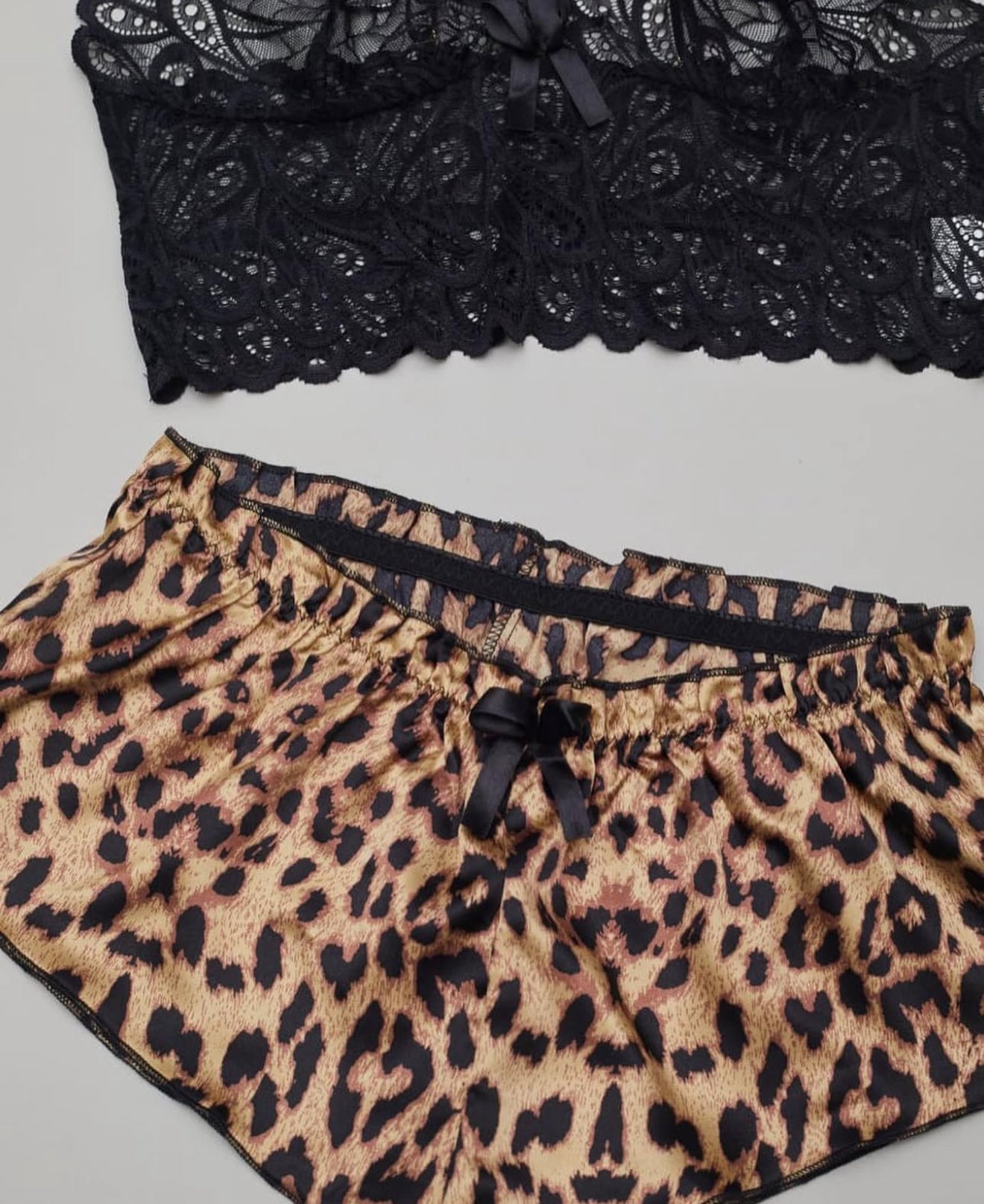 Lace Top And Leopard Shorts