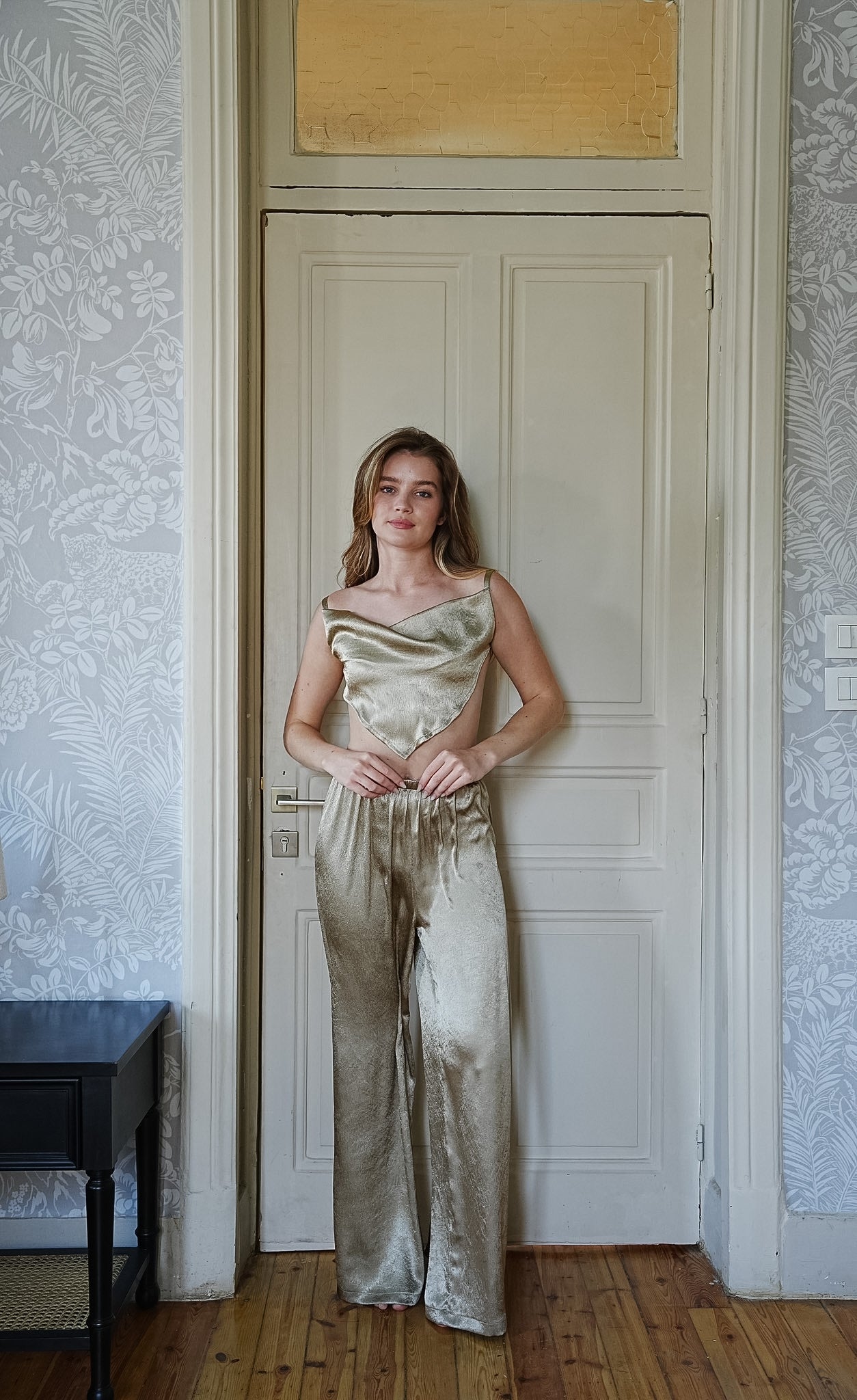 Golden Muse |  V Shaped Top And Pants Set