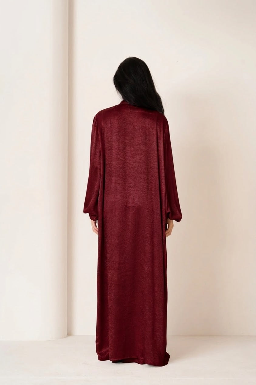 Burgundy Allure | Long Robe Full Set