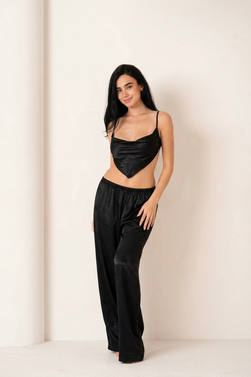 Black Admire | V Shaped Top And Pants Set