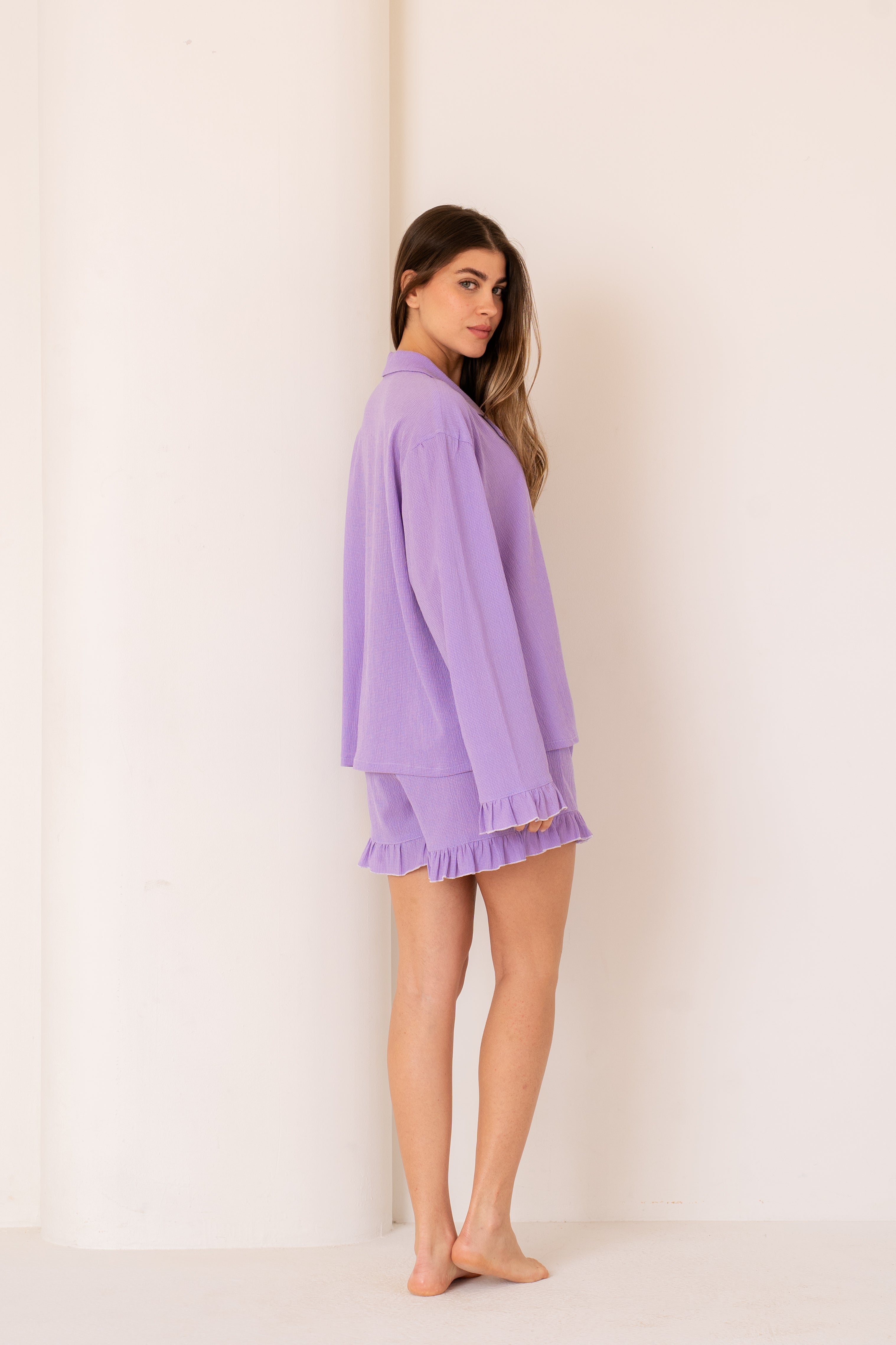 Lavender Muse | Classic Shirt Ruffle Set