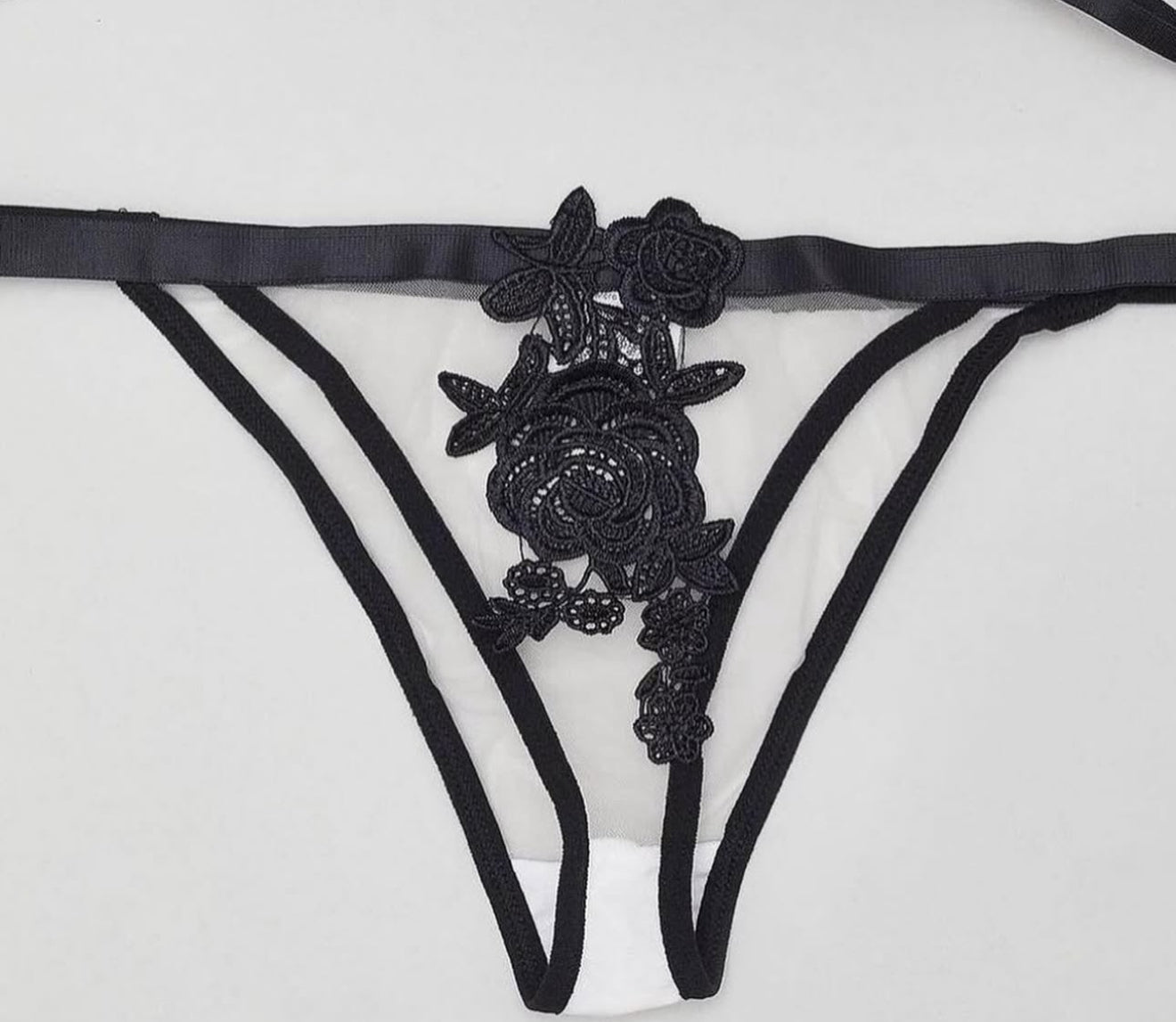 Embroidered Black Lingerie Set