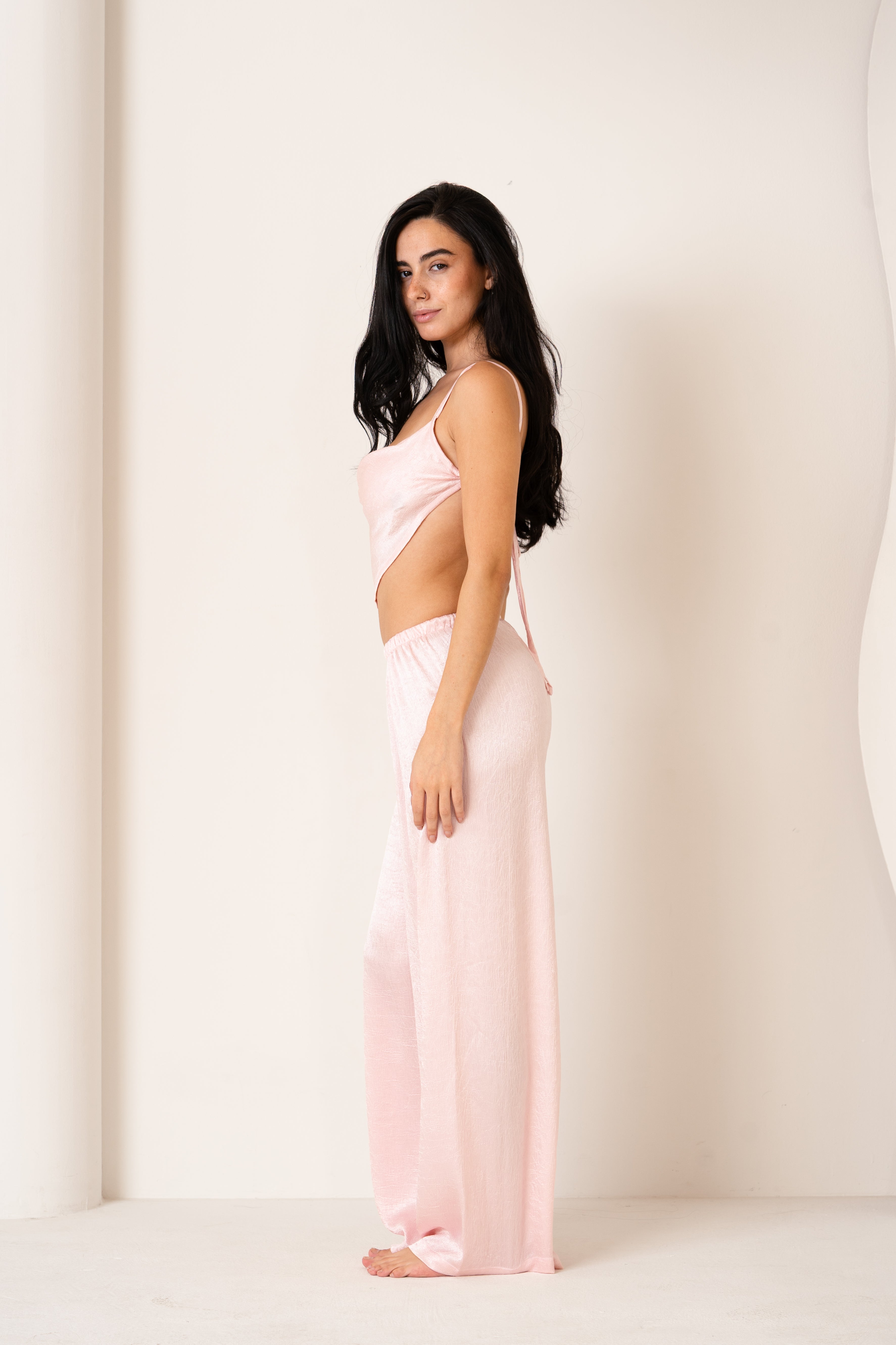 Soft Blush | V Shaped Top And Pants Set