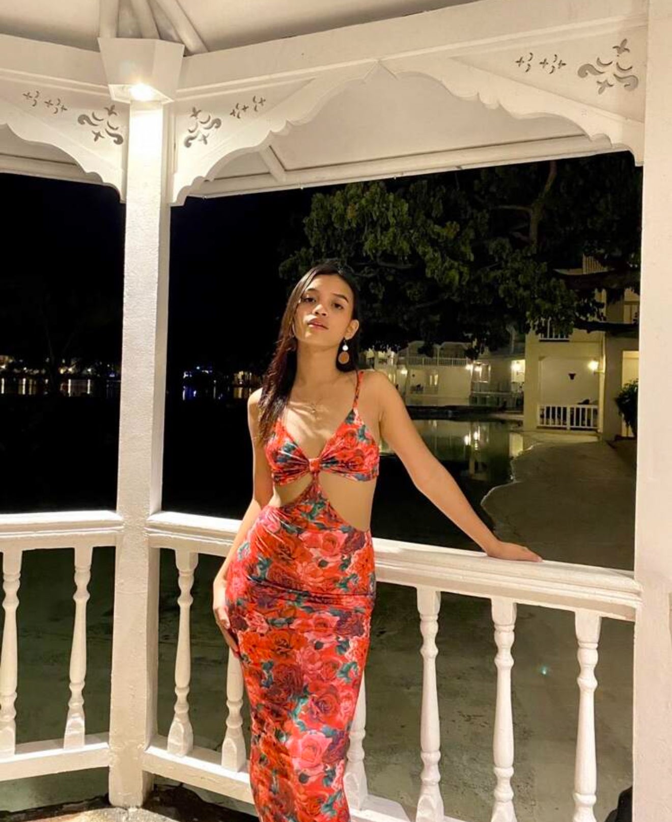 Floral Front Knotted Dress