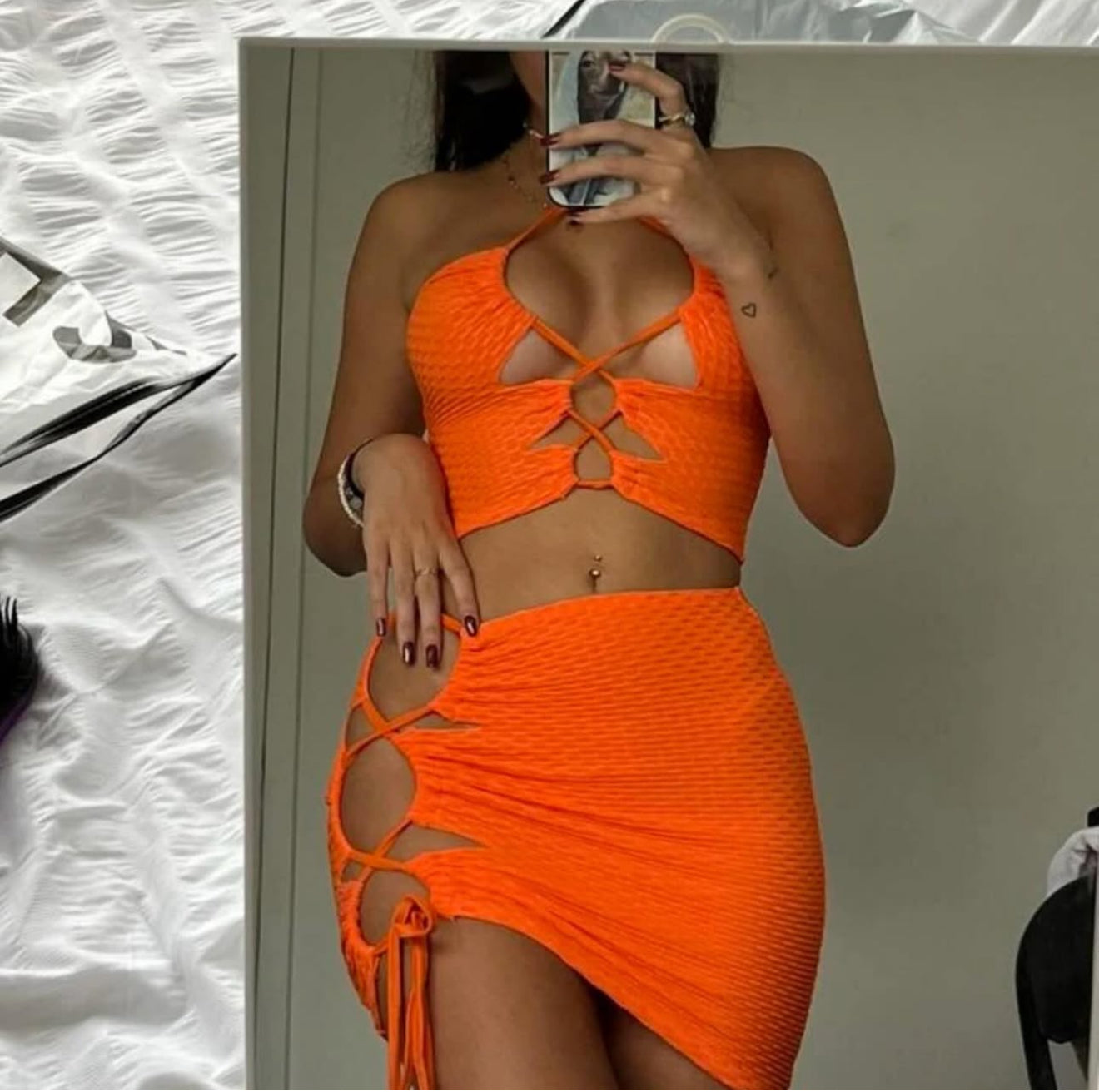 Orange Skirt Set